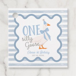 Etiquetas Para Lembrancinhas One Silly Goose Blue Bow 1st Birthday