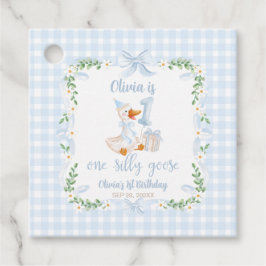 Etiquetas Para Lembrancinhas One Silly Goose Blue Bow Floral 1st Birthday