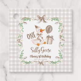 Etiquetas Para Lembrancinhas One Silly Goose Brown Bow 1st Birthday