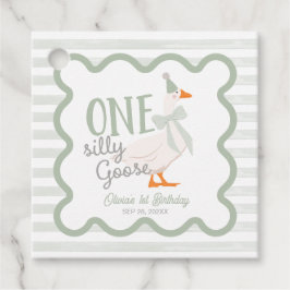 Etiquetas Para Lembrancinhas One Silly Goose Green Bow 1st Birthday