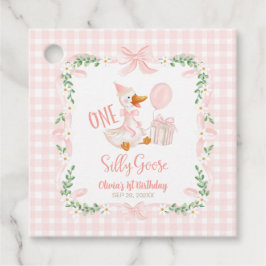 Etiquetas Para Lembrancinhas One Silly Goose Pink Bow Floral 1st Birthday