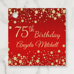 Etiquetas Para Lembrancinhas Ouro confetti no 75º Aniversário vermelho