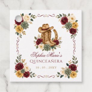 Etiquetas Para Lembrancinhas Ouro Vermelho Cavalo Ocidental Floral Charra Quinc