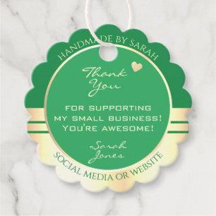 Etiquetas Para Lembrancinhas Pacote de produtos moderno verde e Dourado Obrigad