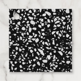 Etiquetas Para Lembrancinhas Padrão abstrato Terrazzo Mosaico preto e branco