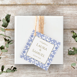 Etiquetas Para Lembrancinhas Padrão Azul empoeirado, estilo Vintage