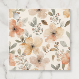 Etiquetas Para Lembrancinhas Padrão Botânico de Aquarela Floral Bege Pêssego