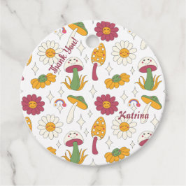 Etiquetas Para Lembrancinhas Padrão Colorido Cogumelo, Arco-Íris e Visitas