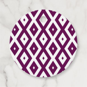 Etiquetas Para Lembrancinhas Padrão de diamante branco e roxo de ameixa