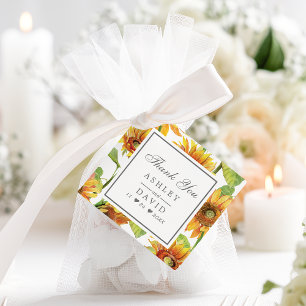 Etiquetas Para Lembrancinhas Padrão de Girassol Floral em Aquarela Casamento