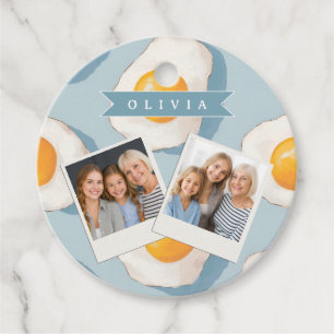 Etiquetas Para Lembrancinhas Padrão de Ovo Frito Personalizado Divertido Azul E