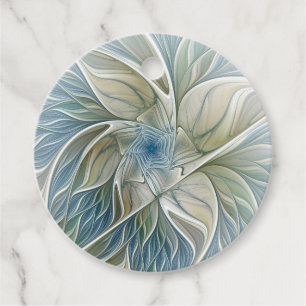 Etiquetas Para Lembrancinhas Padrão de Sonho Floral Abstrato Blue Khaki Persona