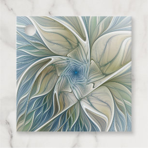 Etiquetas Para Lembrancinhas Padrão de Sonho Floral Abstrato Blue Khaki Persona