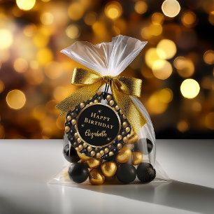 Etiquetas Para Lembrancinhas Padrão Elegante Black Glitter Balloons A021