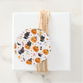 Etiquetas Para Lembrancinhas Padrão Kawaii de Halloween com Abóboras Fofas