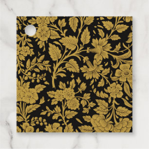 Etiquetas Para Lembrancinhas Padrão Preto Floral Ouro Antigo Trabalho de Lacage