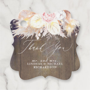 Etiquetas Para Lembrancinhas Pampas Grass e Rustic Wood Obrigado