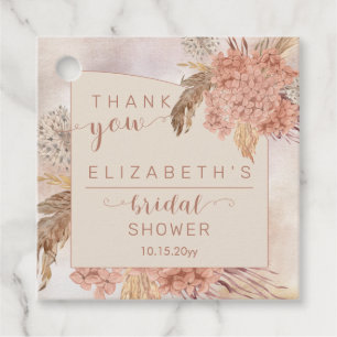 Etiquetas Para Lembrancinhas Pampas Grass Hydrangeas Chá de panela Obrigado