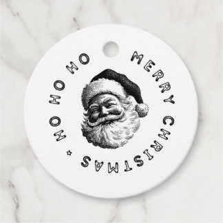 Etiquetas Para Lembrancinhas Papai Noel Preto e Branco Vintage Feliz Natal