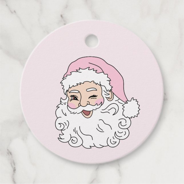 Etiquetas Para Lembrancinhas Papai Noel Rosa (Frente)