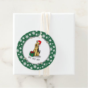 Etiquetas Para Lembrancinhas Papais noeis de Natal Airedale Terrier HO HO Cute