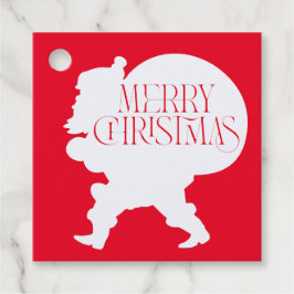 Etiquetas Para Lembrancinhas Papais noeis de Natal Vermelhas e Brancas Silhout