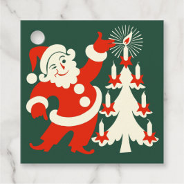 Etiquetas Para Lembrancinhas Papais noeis Sly de Natal acendendo velas de árvor