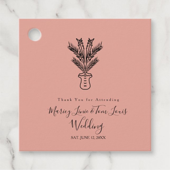 Etiquetas Para Lembrancinhas Papel Desenho Mão De Palma De Árvore (Frente)