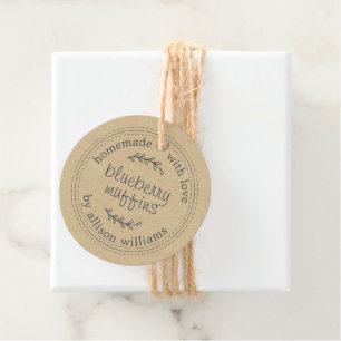 Etiquetas Para Lembrancinhas Papel Kraft de Muffins de Blueberry caseiro russo