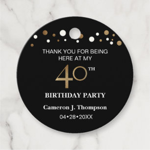 Etiquetas Para Lembrancinhas Partido aniversário de 40 anos de Confetti Preto