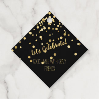 Etiquetas Para Lembrancinhas Partido Confetti Dourado Negro