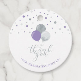 Etiquetas Para Lembrancinhas Partido dos Balões Prateados e Roxos Obrigado Marc