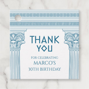 Etiquetas Para Lembrancinhas Partido Grego com colunas azuis Obrigado