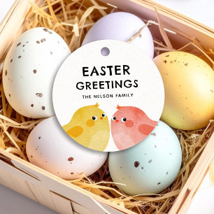 Etiquetas Para Lembrancinhas Páscoa Saudações com duas galinhas pequenas