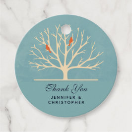 Etiquetas Para Lembrancinhas Pássaros Laranja Modernos num Casamento Grande em 