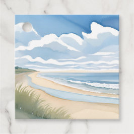 Etiquetas Para Lembrancinhas Passeio na Praia | Aquarela de Oceano Costeiro