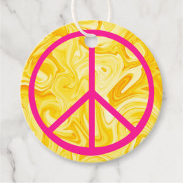 Etiquetas Para Lembrancinhas Peace Sign Pink Groovy Yellow Paint Art Colorful