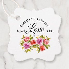 Etiquetas Para Lembrancinhas Peach Red Floral Watercolor Casamento Obrigado