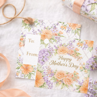 Etiquetas Para Lembrancinhas Peach Roses Cottagecore Floral Happy Mother's Day