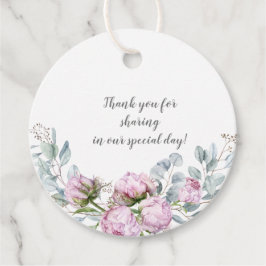 Etiquetas Para Lembrancinhas Pêonias Cor-de-Rosa Salgado Casamento Verde |