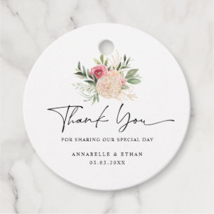 Etiquetas Para Lembrancinhas Peony e Gold Foil Blooms Favorecem Tag