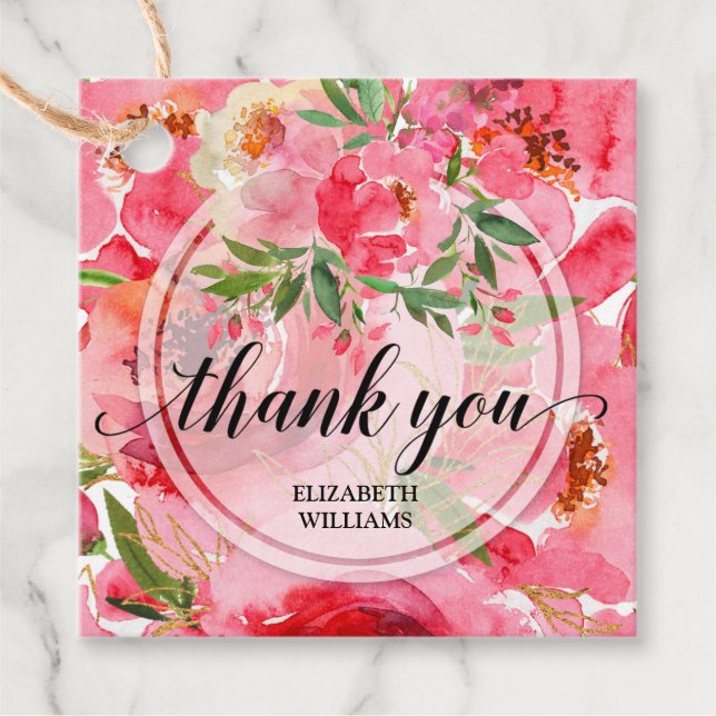 Etiquetas Para Lembrancinhas Peony Flowers Obrigado (Frente)