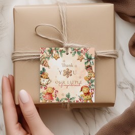 Etiquetas Para Lembrancinhas Pequeno aniversário de Natal do Gingerbread Obriga