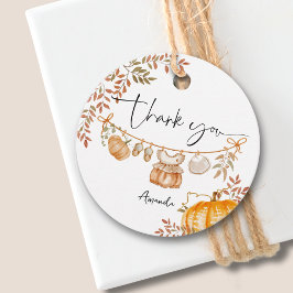 Etiquetas Para Lembrancinhas Pequeno Chá de fraldas de outono de Abóbora Obriga