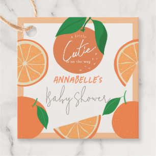 Etiquetas Para Lembrancinhas Pequeno Chá de fraldas Laranja Moderno Cutie