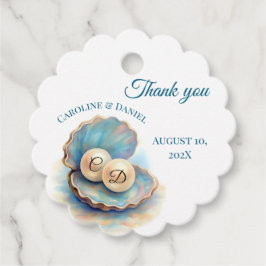 Etiquetas Para Lembrancinhas Pérolas de Casamento de Praia Shell Elegant Ocean 