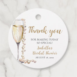 Etiquetas Para Lembrancinhas Pérolas Douradas Elegantes e Chá de Noiva Prosecco