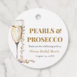 Etiquetas Para Lembrancinhas Pérolas Douradas Elegantes e Chá de Noiva Prosecco