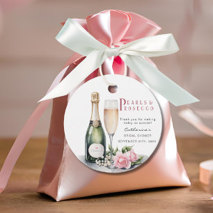 Etiquetas Para Lembrancinhas Pérolas e Prosecco Floral Elegante Chá de Noiva