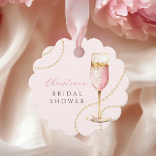 Etiquetas Para Lembrancinhas Pérolas Prosecco Rosa Dourado Chás de Noiva